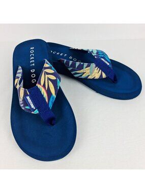 Rocket Dog Mayfield 10M Womens Flip-Flops Tropical Leaf Casual Thong Sandals